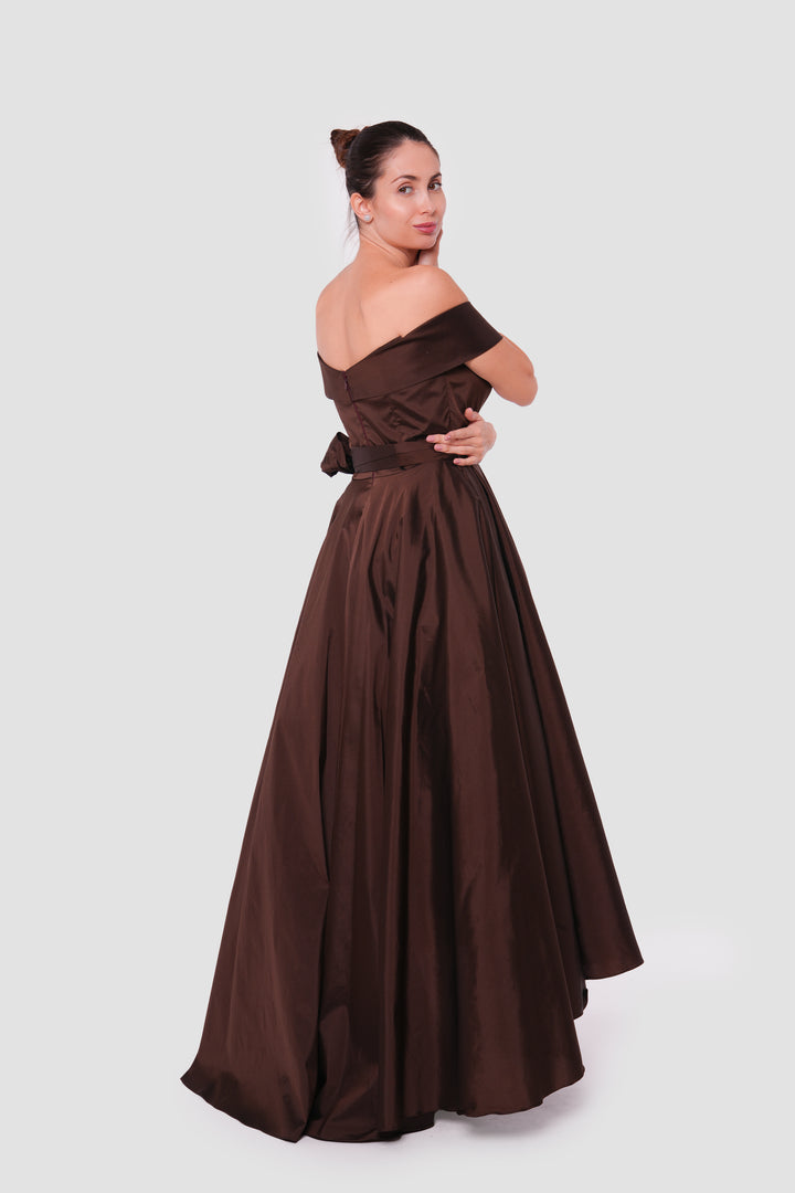 Giselle Chocolate Brown Corset Maxi Dress