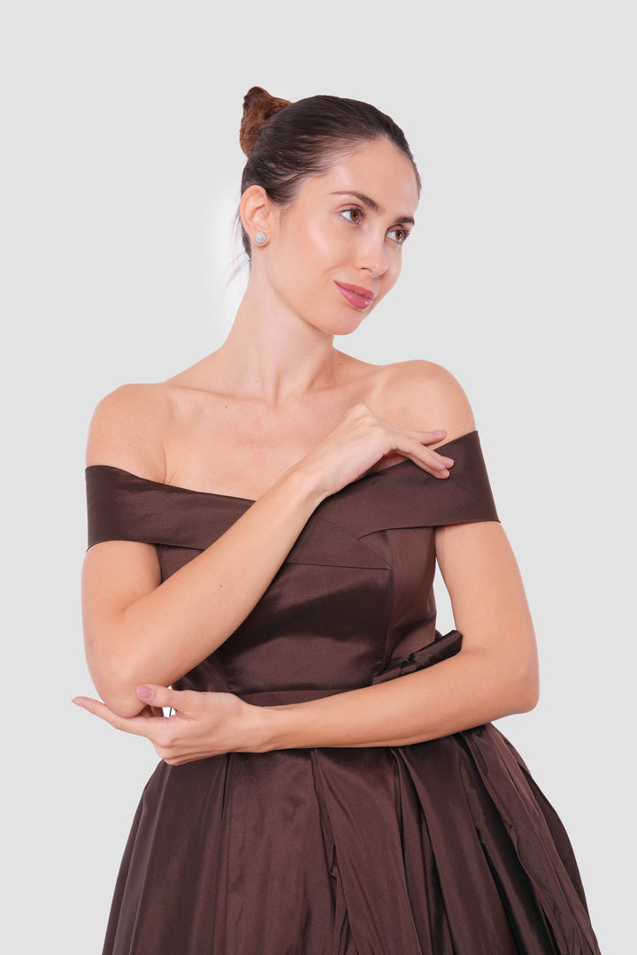 Giselle Chocolate Brown Corset Maxi Dress
