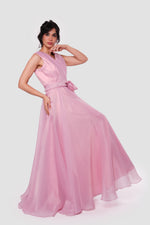 Load image into Gallery viewer, Rosetta Blush Pink Wrap-style Sleeveless Maxi Dress
