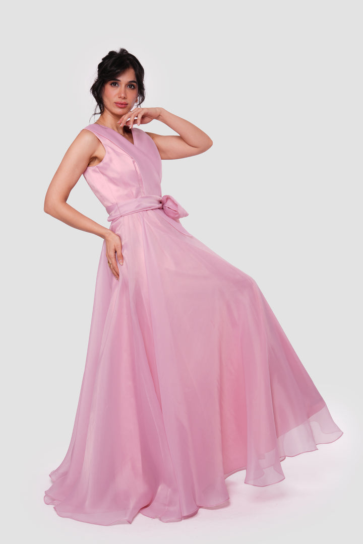 Rosetta Blush Pink Wrap-style Sleeveless Maxi Dress