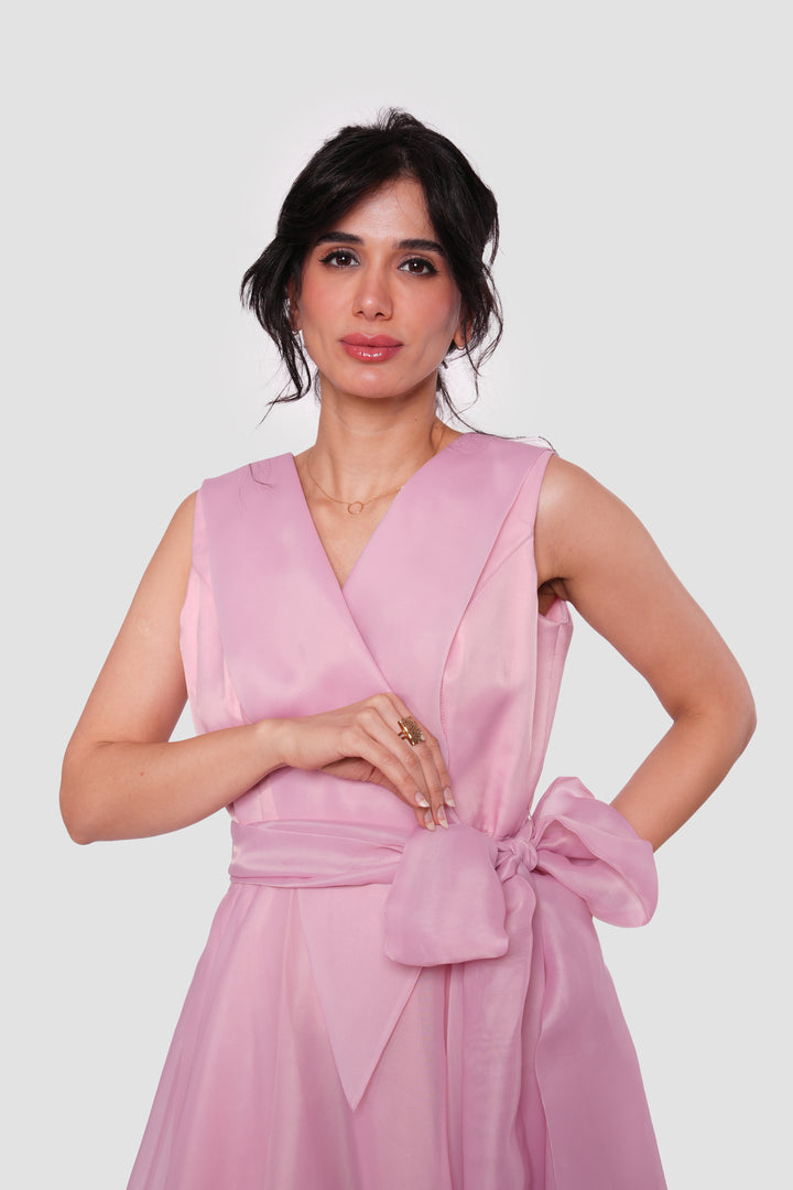 Rosetta Blush Pink Wrap-style Sleeveless Maxi Dress