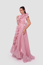 Load image into Gallery viewer, Seraphina Blush Pink High Neckline Ruffled Sleeveless Maxi Dress
