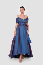 Load image into Gallery viewer, Ninna Midnight Blue With An Iridescent Effect Taffeta Corset Maxi Dress
