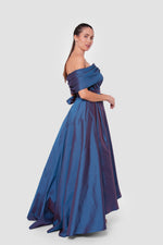 Load image into Gallery viewer, Ninna Midnight Blue With An Iridescent Effect Taffeta Corset Maxi Dress
