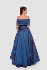 Load image into Gallery viewer, Ninna Midnight Blue With An Iridescent Effect Taffeta Corset Maxi Dress
