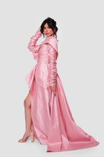 Load image into Gallery viewer, Lina Dusty Rose Taffeta Open Back With Oversized Bow Gown
