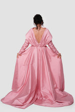 Load image into Gallery viewer, Lina Dusty Rose Taffeta Open Back With Oversized Bow Gown
