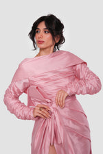 Load image into Gallery viewer, Lina Dusty Rose Taffeta Open Back With Oversized Bow Gown
