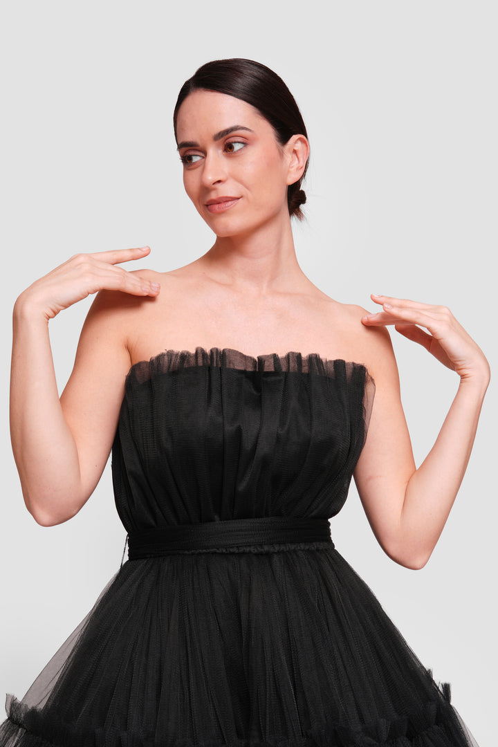Esme Vibrant Royal Purple Corset Strapless Midi Dress