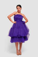 Load image into Gallery viewer, Esme Vibrant Royal Purple Corset Strapless Midi Dress
