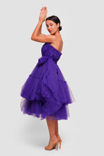 Load image into Gallery viewer, Esme Vibrant Royal Purple Corset Strapless Midi Dress
