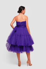 Load image into Gallery viewer, Esme Vibrant Royal Purple Corset Strapless Midi Dress
