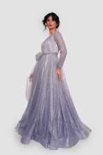 Load image into Gallery viewer, Cali Ice Blue Embellished A line Maxi Dress
