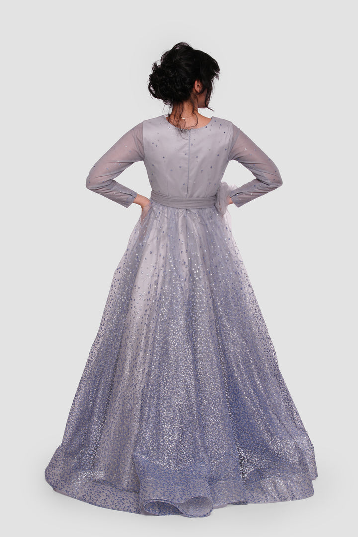 Cali Ice Blue Embellished A line Maxi Dress