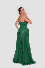 Load image into Gallery viewer, Alya Rhapsody Emerald Green Shimmery Maxi Dress
