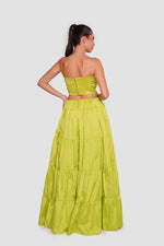 Load image into Gallery viewer, Marcella Lime Green Straight Neckline Open Back Maxi Dress
