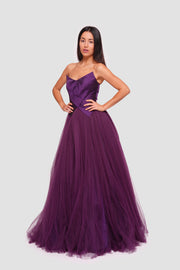 Yasmina Deep Purple Strapless Sweetheart Neckline Maxi Dress