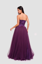 Load image into Gallery viewer, Yasmina Deep Purple Strapless Sweetheart Neckline Maxi Dress
