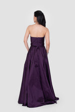 Load image into Gallery viewer, Vivienna Strapless Ruched Gown In Deep Plum Taffeta

